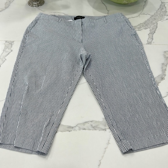 Talbots Blue White Striped Chelsea Capri/ Bermuda Pants. Size 16 P (580) - Picture 1 of 10